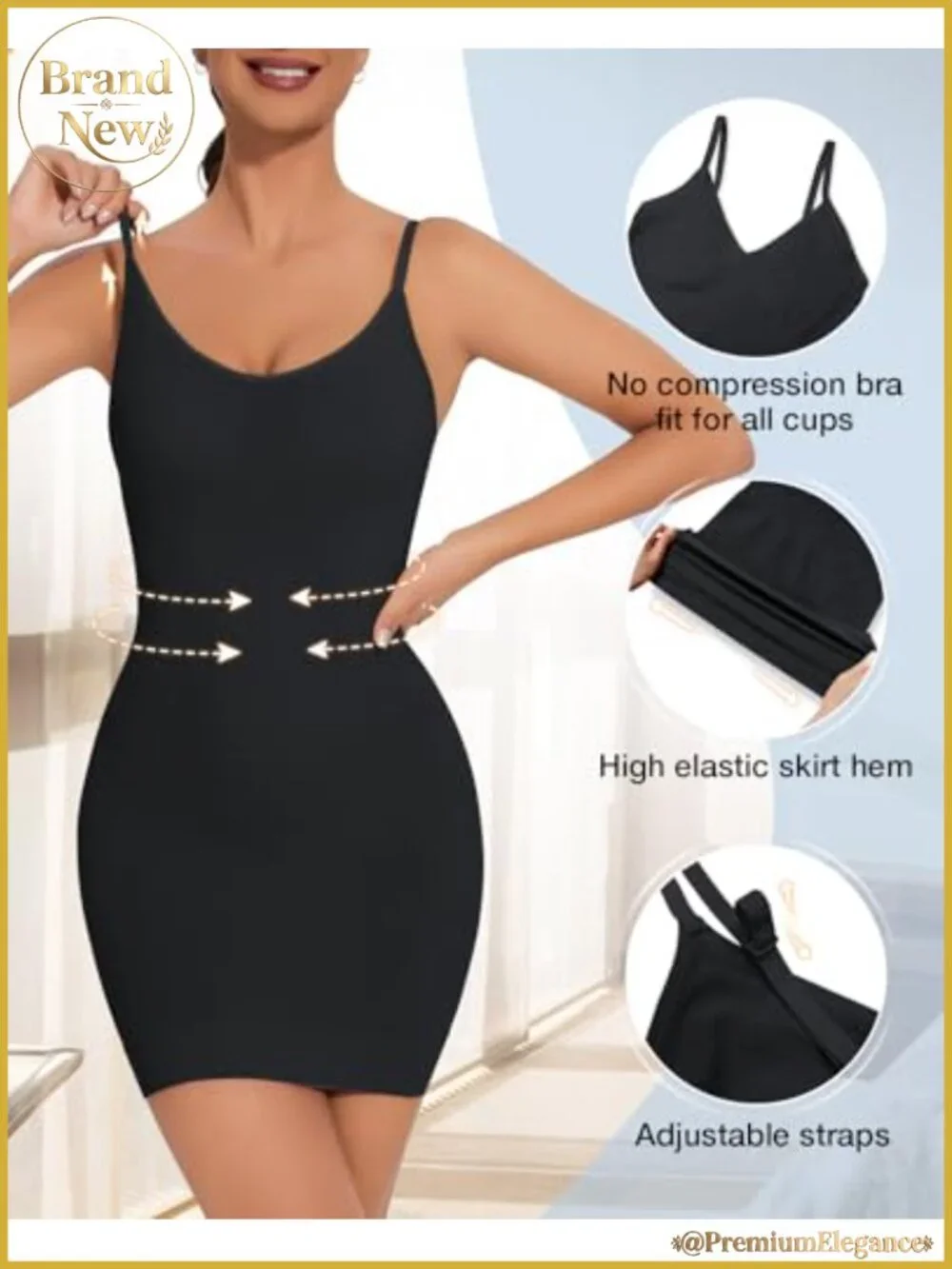 Women's Control Slip Shapewear Strapless Full Slip Tummy Control Nylon